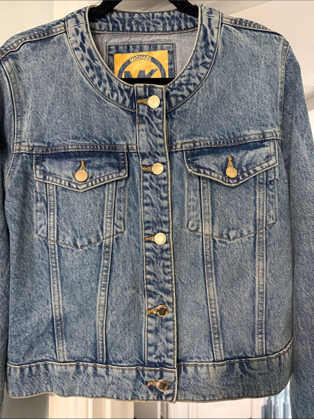 Michael Kors Light Blue Denim Round-Neck Jean Jacket - Picture 2 of 4
